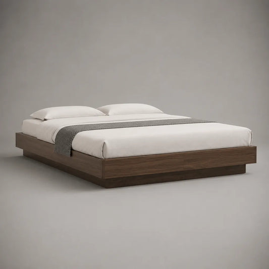 Letto matrimoniale a piattaforma in pannello truciolare effetto noce marrone, senza testiera, 168 x 208 x 35 cm, per materasso 160 x 200 cm